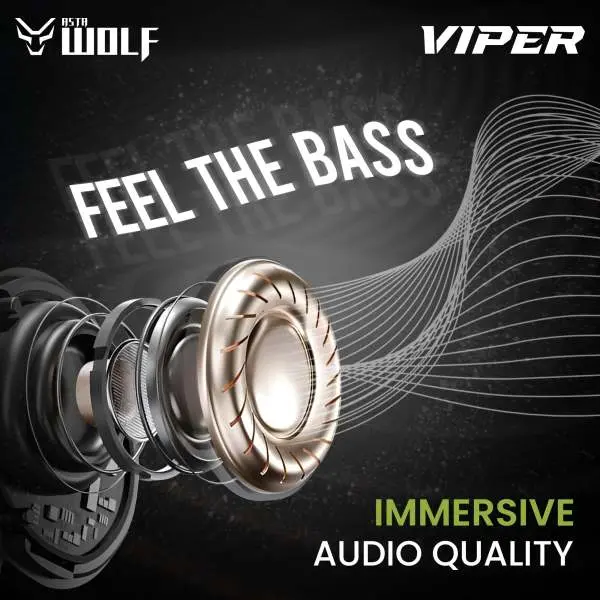 Asta WOLF VIPER True Wireless Earbuds | 35H Playtime, ENC Clear Calling, 50ms Low Latency, Bluetooth 5.3, Type-C Fast Charging, IPX4 Water Resistant, Premium ABS Build - Image 3