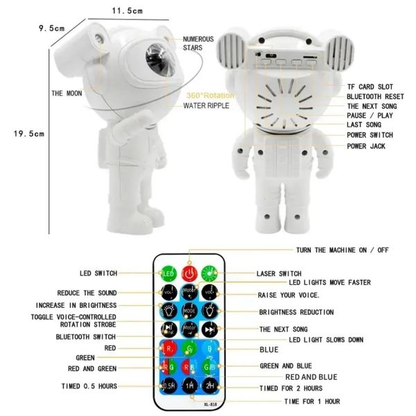 Astronaut Galaxy Projector Night Light, Star Projector, Nebula Ceiling Lamp with Timer and Remote - Image 5
