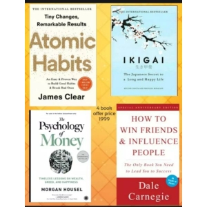 Atomic Habit+Ikigai+Psychology Of Money+How To Win Friends And Infuence People by Life Changing books