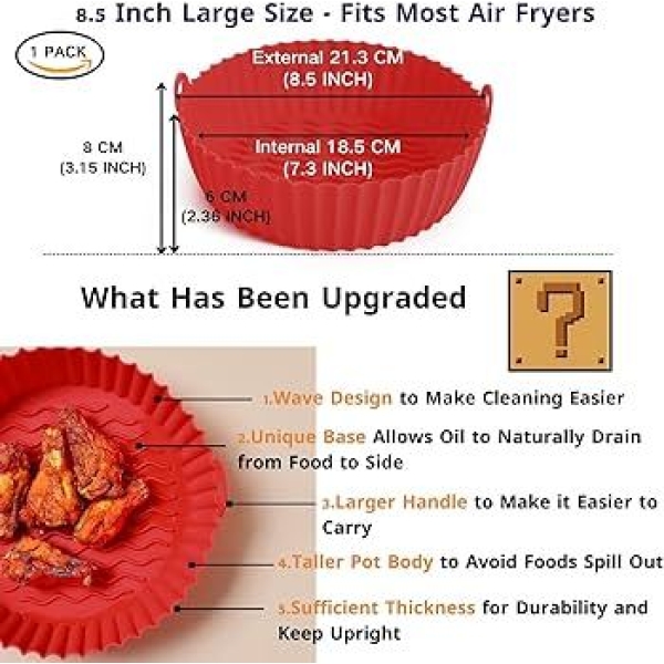 Augot Air Fryer Silicone Liner, 3 Pack Reusable Air Fryer Silicone Pot Heat Resistant Non-Stick Air Fryer Basket Replacement of Parchment Paper Liners For Air Fryer Oven Accessories, 6.3inch - Image 2