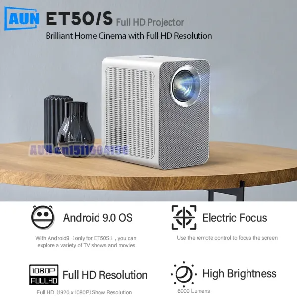 AUN ET50S MINI Projector Android Full HD 1080P Home Theater Cinema Projectors LED portable 4K Video Beamer WIFI - Image 5