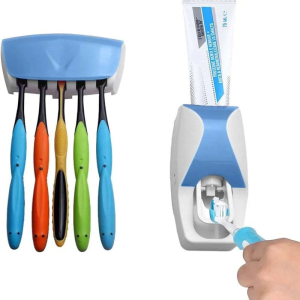 Automatic Universal Toothpaste Dispenser And 5 Tooth Brush Holder For Home Bathroom Accessories - Tooth Brusher Holder - Image 4