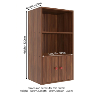 Avora Daraz Wooden Rack 2 Shelf Bookcase with Cabinet