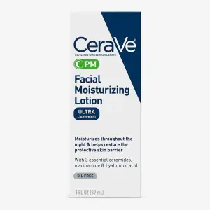 CeraVe PM Facial Moisturizing Lotion LIGHTWEIGHT, OIL-FREE NIGHT CREAM 89ml With Free Lipliner By Genuine Collection