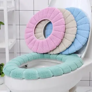 Toilet Seat Washable Soft Warmer Toilet Seat Cover Toilet Seat Cushion Mat Toilet Seat Lid Cover Pads Easy Installation & Cleaning