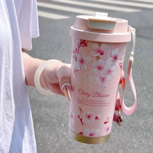 KOJA Insulated Coffee Mug Reusable Travel Coffee Cup with Flip Straw and Leakproof Lid Stainless Steel