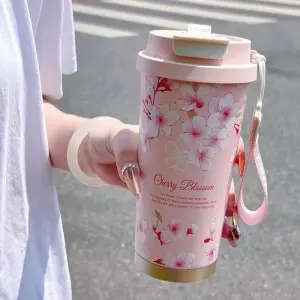 KOJA Insulated Coffee Mug Reusable Travel Coffee Cup with Flip Straw and Leakproof Lid Stainless Steel