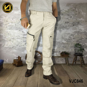 VIRJEANS (VJC846) Stretchable Cargo Box Pant For Men-Cream
