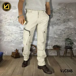VIRJEANS (VJC846) Stretchable Cargo Box Pant For Men-Cream