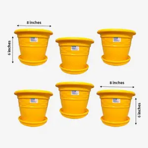 6Pcs 8 Inch Plastic Flower Pot With Plate