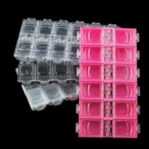 Grid Nail Stone Storage Box Multi Compartment Nail Stone Box Nail Storage Box Nail Art Storage Box Nail Technician Nail Extension Nail Pearl Nail Technician Beauty DIY Nail Art Accessories Nail Salons Pedicure & Manicure Tool Multipurpose Jewelry Box