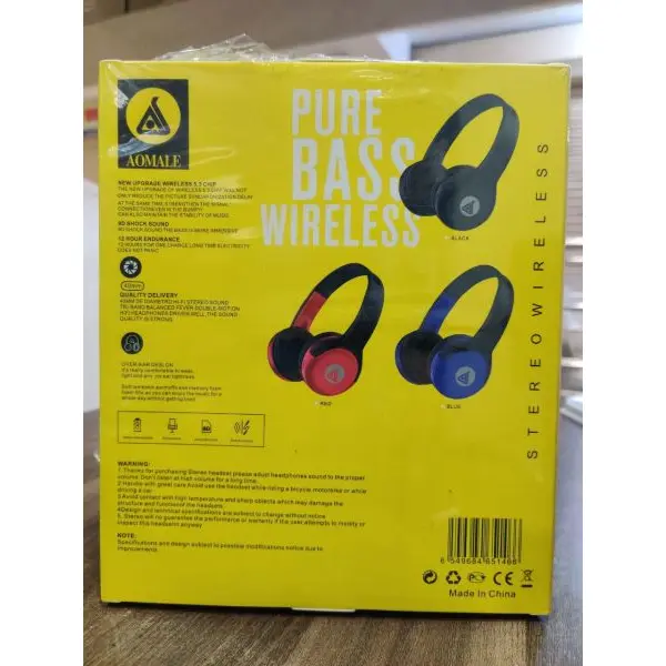 AOMALE P12 Pure Bass Wireless On Ear Headphone (Color May Vary) - Image 5
