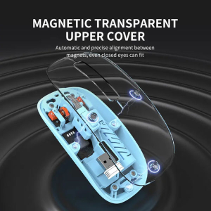 Transparent Magnetic Mouse Dual-mode Rechargeable BT Wireless 2.4ghz Usb Gaming Portable Mouse For Laptop Tablet PC Notebook