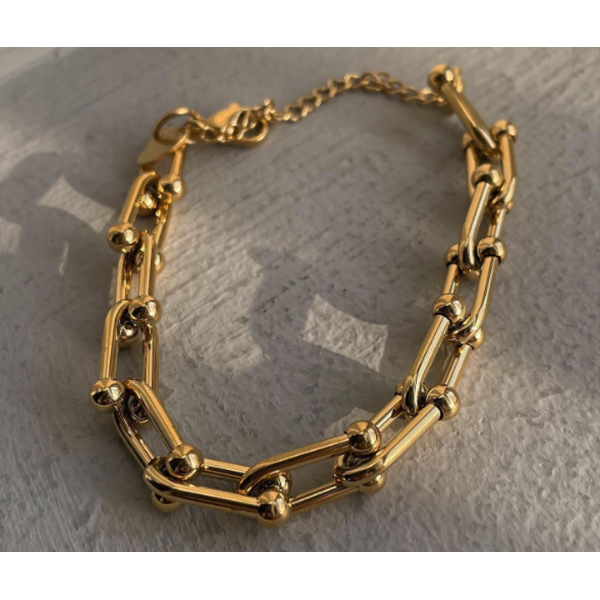 KOJA Stainless Steel U Shape Horseshoe Puzzle Joint Chain Bracelet For Women - Image 2