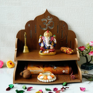 Layer 2.0 Om Symbol Decorative Wooden Pooja Stand