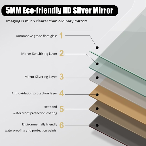 Curvy Toilet Wall Mounted Mirror, Bathroom Makeup Real Mirror (NOT A STICKER), High-Definition Explosion-Proof, Durable, Dressing Table Net Red Wall-Mounted Bathroom Mirror Size : 40 * 60cm - Image 3