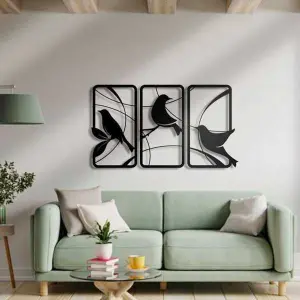 3pc Birds Of Paradise Wooden Canvas Modern Wall Art Decor