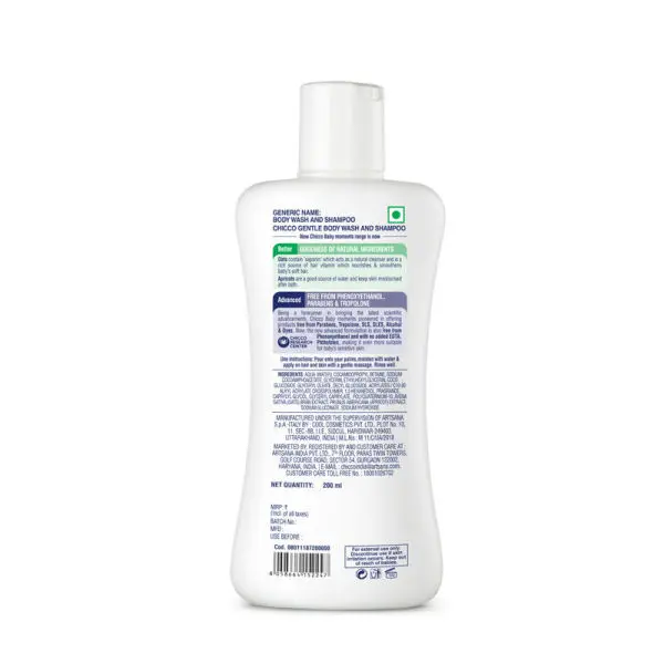 Chicco Gentle Body Wash and Shampoo (200 ml) Baby Moments - Image 4
