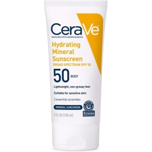 CeraVe Hydrating Mineral body Sunscreen SPF 50 for Sensitive Skin 5 oz, by Genuine Collection