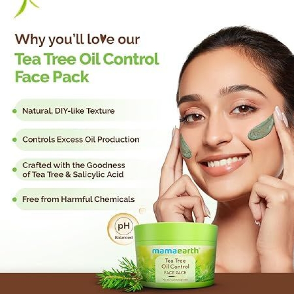 Mamaearth Tea Tree Oil Control Face Pack with Tea Tree & Salicylic Acid for Normal to Oily Skin - 200g - Image 3
