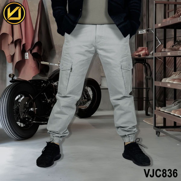 VIRJEANS (VJC836) Cargo Box Joggers 6 Pocket Pant For Men-Grey - Image 3
