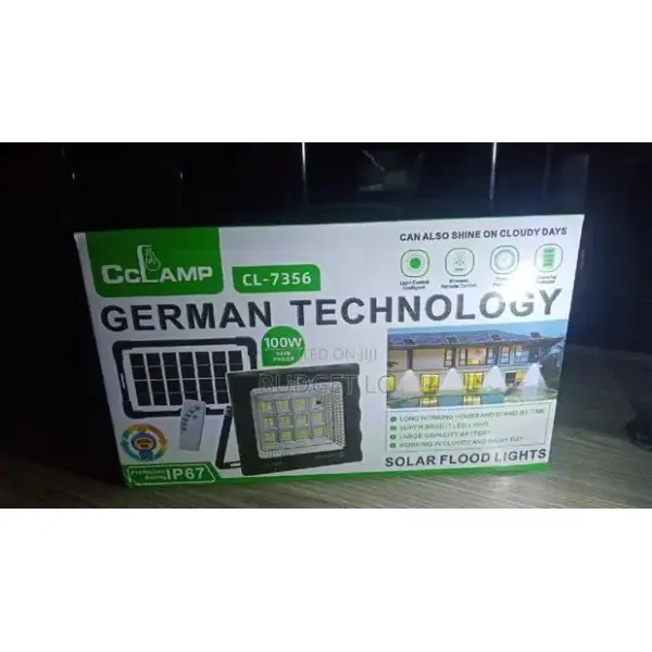 Cclamp 100W Mini Super Bright Solar Powered Flood Light - Image 2