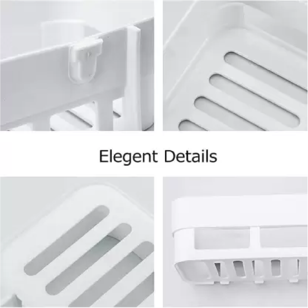 Wall Mount Multipurpose Plastic Bathroom Space Organizer- 2 Pcs - Image 4