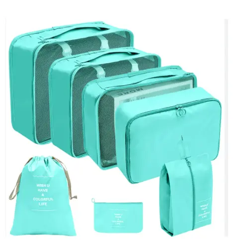 7 in 1 Set Packing Cubes Laundry Pouch, Travel Storage Bag Organizers, Travel Luggage Organizer Pouch, Travel Organizer Bags