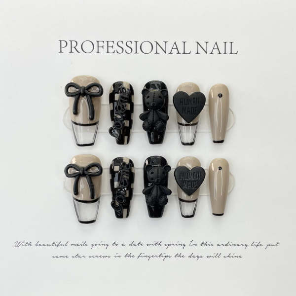 Press On Nail Long/Short Coffin Shape/christmas design 10Pcs L098 - Image 3