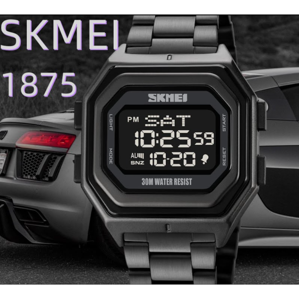 SKMEI 1875 Men's Multifunction Rectangle Digital Stainless Steel Watch - Image 6