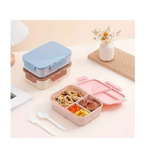 Plastic Lunch Box Student Portable Flip Lid Lunch Box Travel Take Away Bento Box Kitchen Restaurant Food Storage Container,back to school-MULTICOLOR