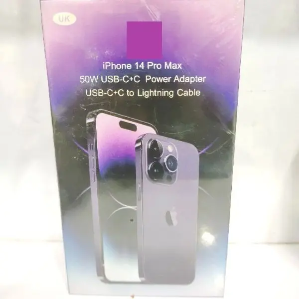 50W Dual USB-C Port Uk Pin Charger With TC To Ip Cable - Image 2