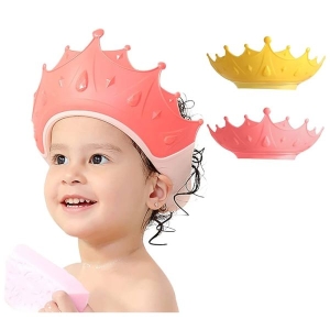 Baby bath Shower Cap,Bath Visor hat for Eye and Ear wash Protection,Adjustable Silicone Bathing Crown Waterproof Shampoo hat for Washing Hair, Shower Bathing Protection Bath Cap for Toddler, Baby, Kids, Children