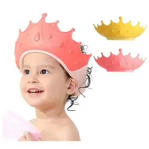 Baby bath Shower Cap,Bath Visor hat for Eye and Ear wash Protection,Adjustable Silicone Bathing Crown Waterproof Shampoo hat for Washing Hair, Shower Bathing Protection Bath Cap for Toddler, Baby, Kids, Children