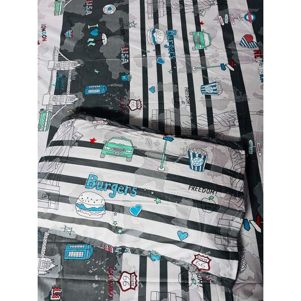 Baby Cartoon Printed Korean King Size Bedsheet With Two Pillow Cases - Image 3