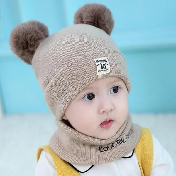 Baby Hat and Scarf Set 2 Pieces Warm Autumn Winter for Kids - Image 2