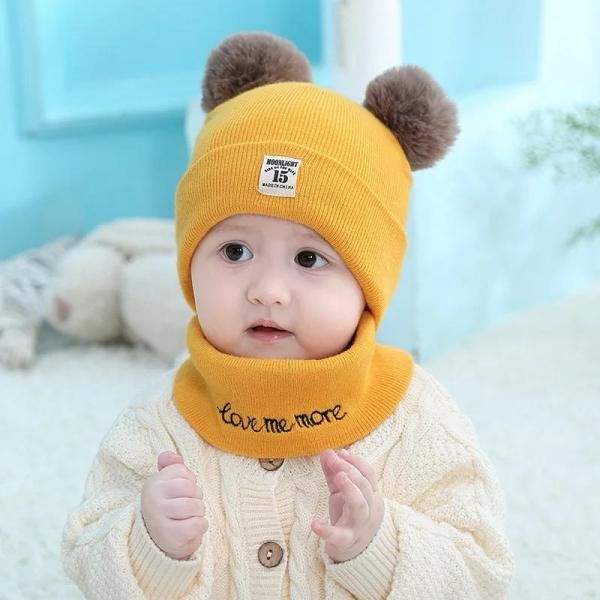 Baby Hat and Scarf Set 2 Pieces Warm Autumn Winter for Kids - Image 3