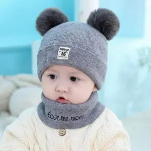 Baby Hat and Scarf Set 2 Pieces Warm Autumn Winter for Kids