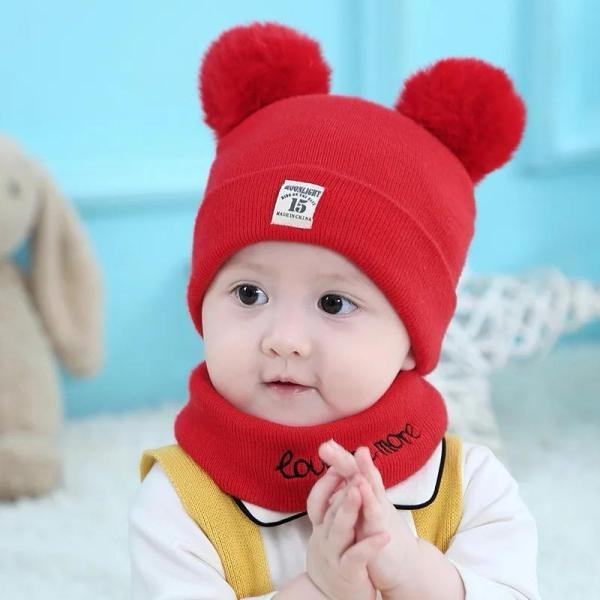 Baby Hat and Scarf Set 2 Pieces Warm Autumn Winter for Kids - Image 5