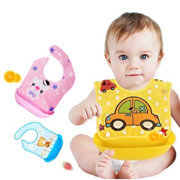 Baby Stuff Waterproof Food Grade Silicone Bib/ Baby Cute Cartoon Adjustable Bib - Image 4
