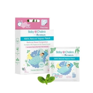BabyChakra 100% Natural Vapour Patches for babies with Eucalyptus & Peppermint Oil | Camphor Free | Quick Relief from runny nose & nasal congestion | Lasts Up to 8 Hrs