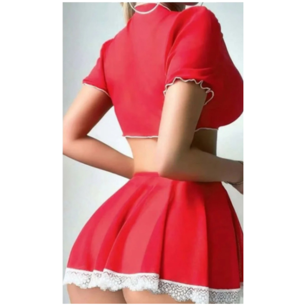 Babydoll Dress for Women V Neck Bedroom Babydoll Dress with Half Sleeves for Honeymoon Anniversaries Birthday Hot Nightwear Lingerie Set Valentine Nightdress Women Lingerie With G-string Panty Free Size Red Color - Image 2