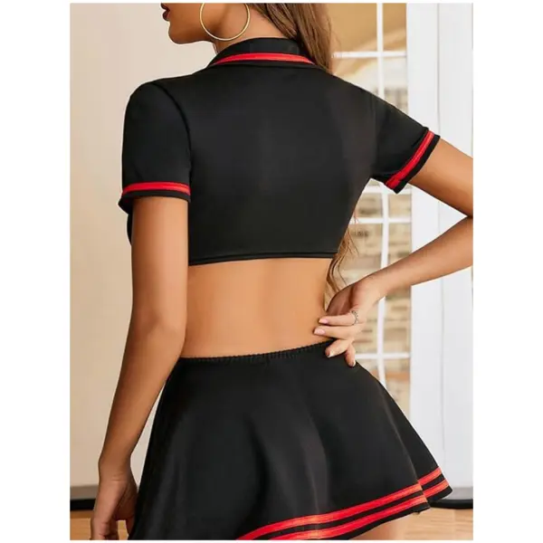 Babydoll Dress for Women V Neck Bedroom Babydoll Dress with Half Sleeves for Honeymoon Anniversaries Birthday Hot Nightwear Lingerie Set Valentine Nightdress Women Lingerie With G-string Panty Free Size Black Color - Image 2