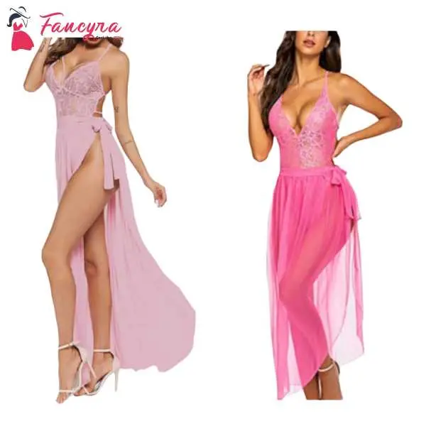 Babydoll Lingerie Nightdress Long Night Gown Sleepwear Free Size