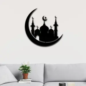 Muslim symbol Wood Wall Art | Wall Decor for Home and Office, Decorative Plaque Religious Positive Energy for Home & Office (2ft)