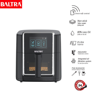 BALTRA Air Fryer | Saturn | Top and bottom heating element | 4.3” TFT touch screen | Mutiple preset recipes cooking modes | Non stick detachable basket | Automatic shut off & overheating protection | 8 litre frying basket | 80°-200°C digital temperature