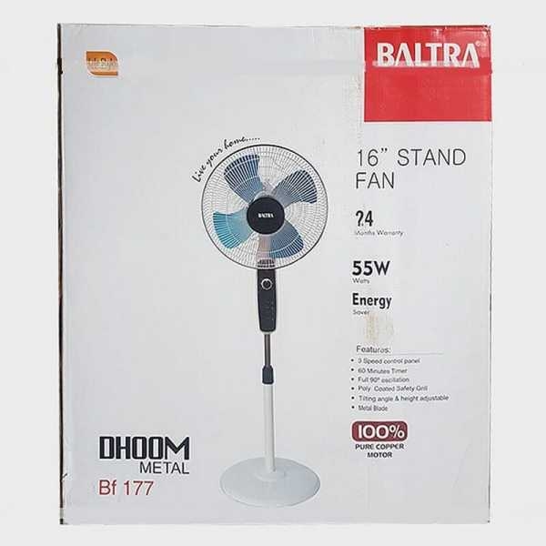 BALTRA Bf-128 Dhoom Metal 16" Stand Fan With 5 Metal Blades And 60 Min Timer - Image 2