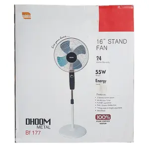 BALTRA Bf-128 Dhoom Metal 16" Stand Fan With 5 Metal Blades And 60 Min Timer