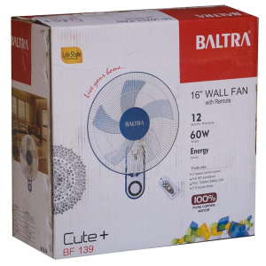 BALTRA Bf-139 Cute+ 3 Speed 16" Wall Fan With Remote - (White/Blue)