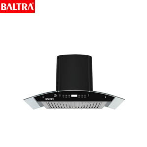 BALTRA Chimney | Hercules 90 cm | BCH 123T | High grade stainless steel panel | Tempered glass with 6 mm thickness | 3 speed touch control | Auto heat clean function | Hand sensor and touch control | 100% pure copper motor | 5 year motor warranty